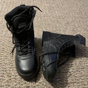 Women's SWAT Tactical Boots. Side Zip. Black. Sz 9